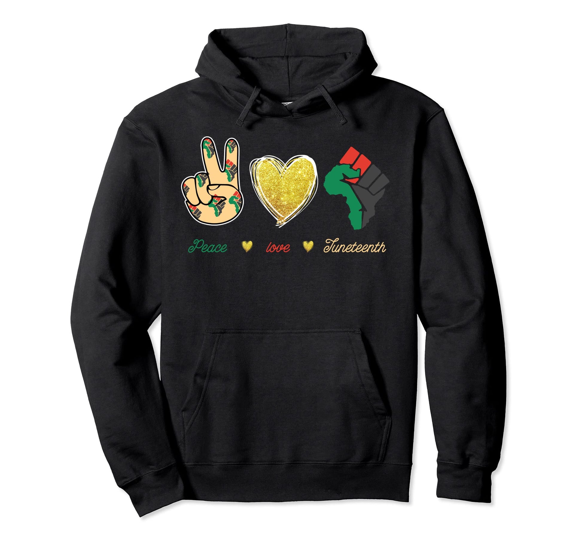 Peace Love Juneteenth Outfit Hoodie - Aesthetic Graphic for Adults - T-Shirt, Sweatshirt, Hoodie