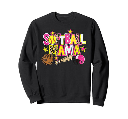 Softball Mama Mothers Day Gameday Sweatshirt - Graphic Print for Adults - T-Shirt, Sweatshirt, Hoodie