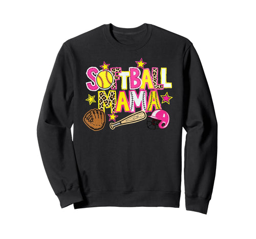 Softball Mama Mothers Day Gameday Sweatshirt - Graphic Print for Adults - T-Shirt, Sweatshirt, Hoodie