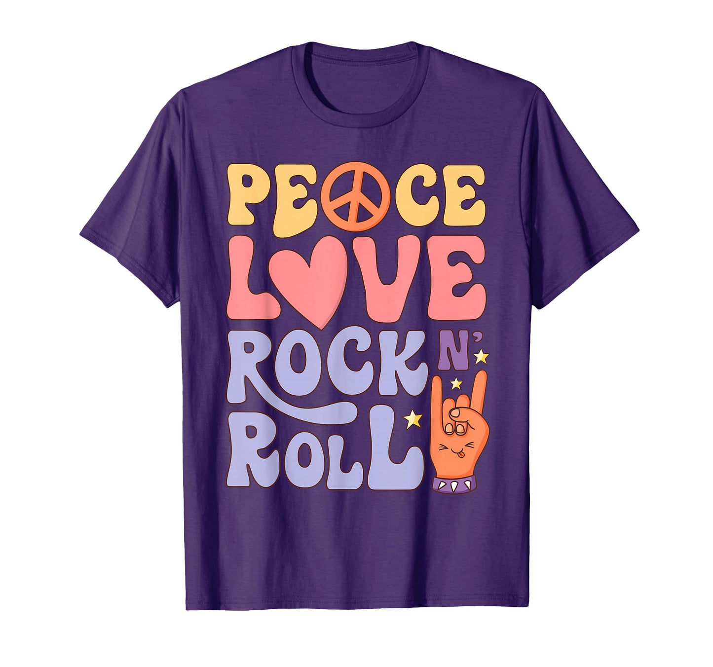 Hippie Peace Love Rock Roll 60S 70S Groovy T-Shirt - Novelty Apparel Unisex - T-Shirt, Sweatshirt, Hoodie