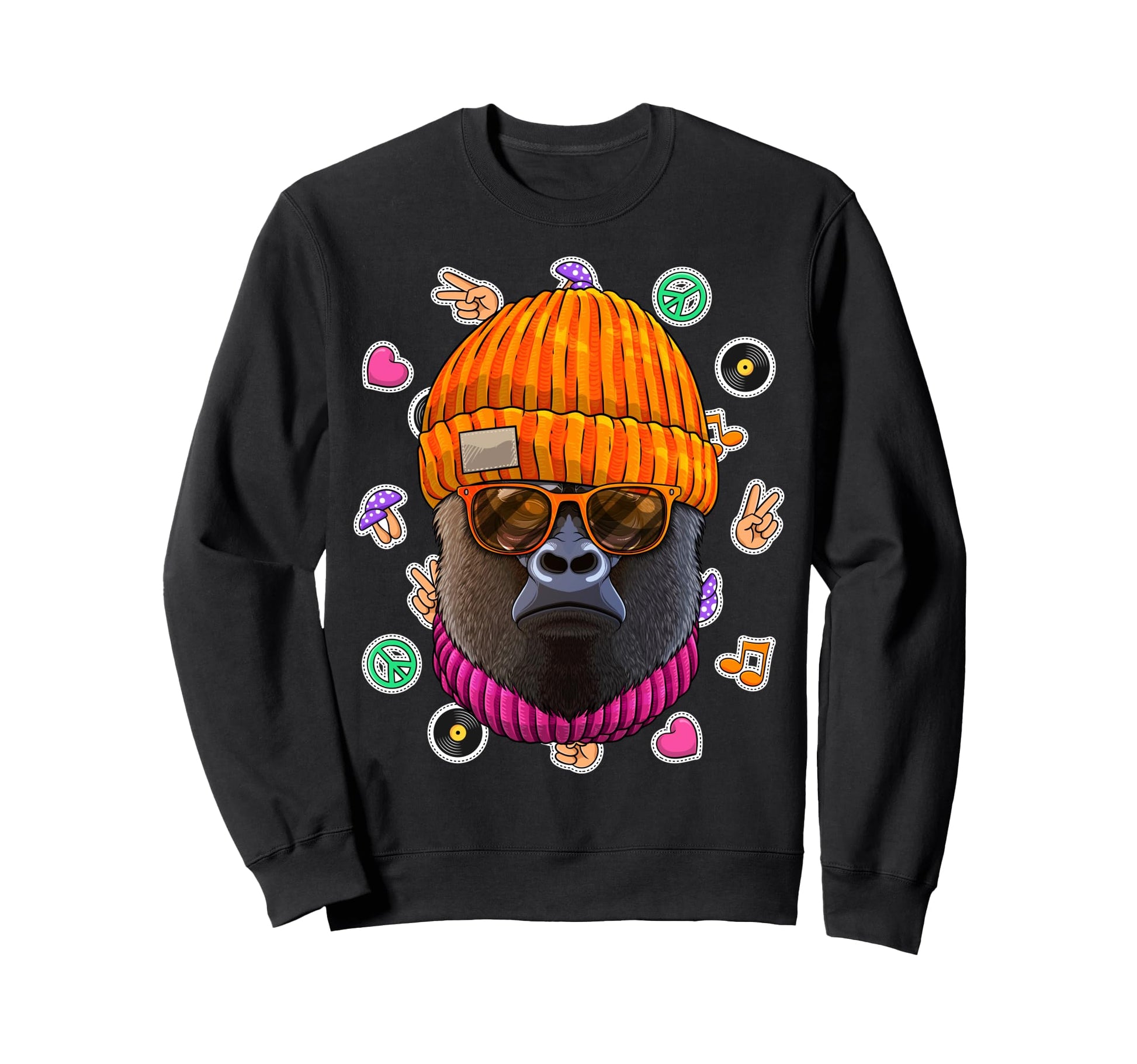 Hipster Gorilla Geek Nerd Sweatshirt - Fun Novelty Design for Adults - T-Shirt, Sweatshirt, Hoodie