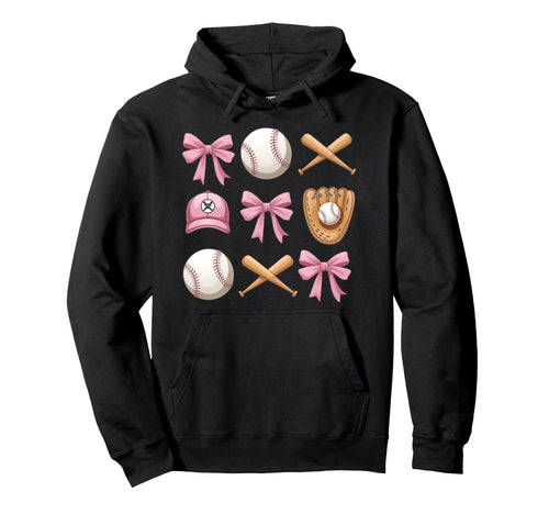 Baseball Coquette Bow Mom Sister Hoodie - Casual Everyday Wear Men Women - T-Shirt, Sweatshirt, Hoodie