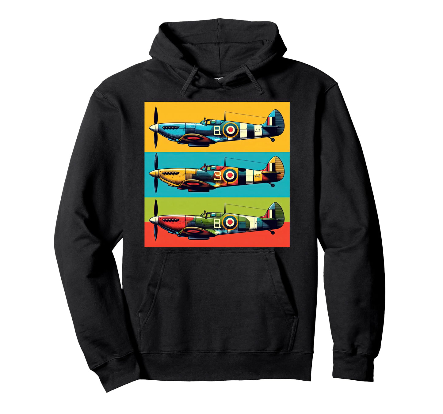 Ww2 Spitfire Raf Warplane Rainbow Hoodie - Streetwear Style for Adults - T-Shirt, Sweatshirt, Hoodie