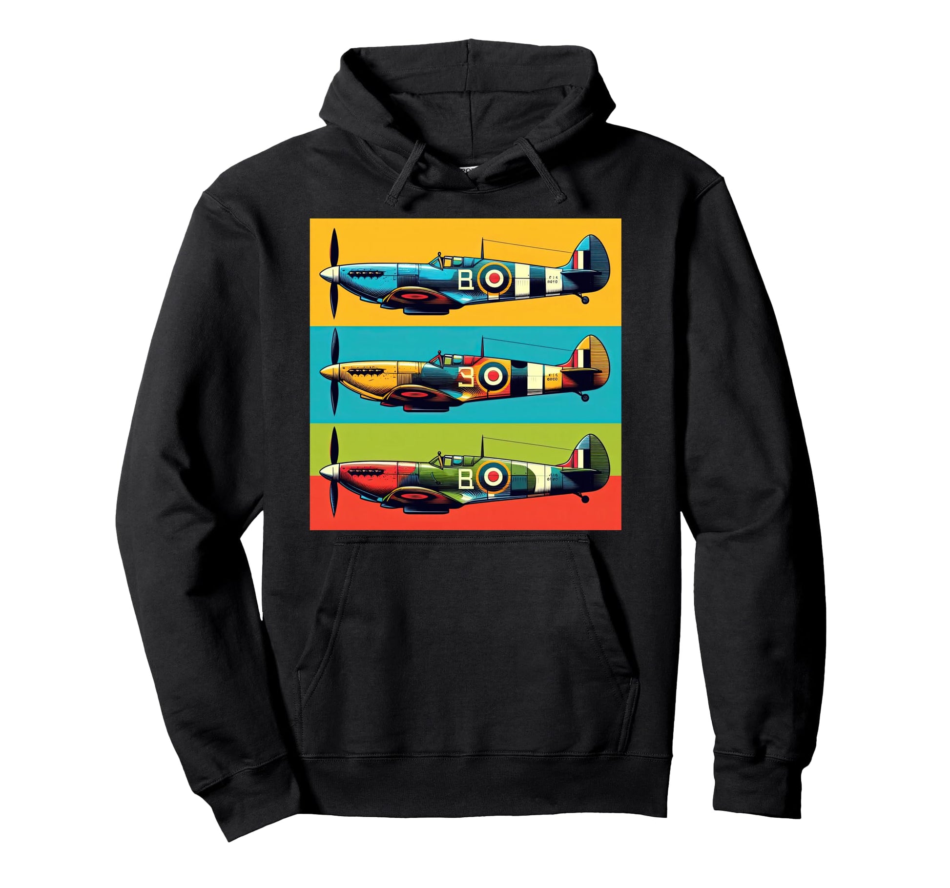 Ww2 Spitfire Raf Warplane Rainbow Hoodie - Streetwear Style for Adults - T-Shirt, Sweatshirt, Hoodie