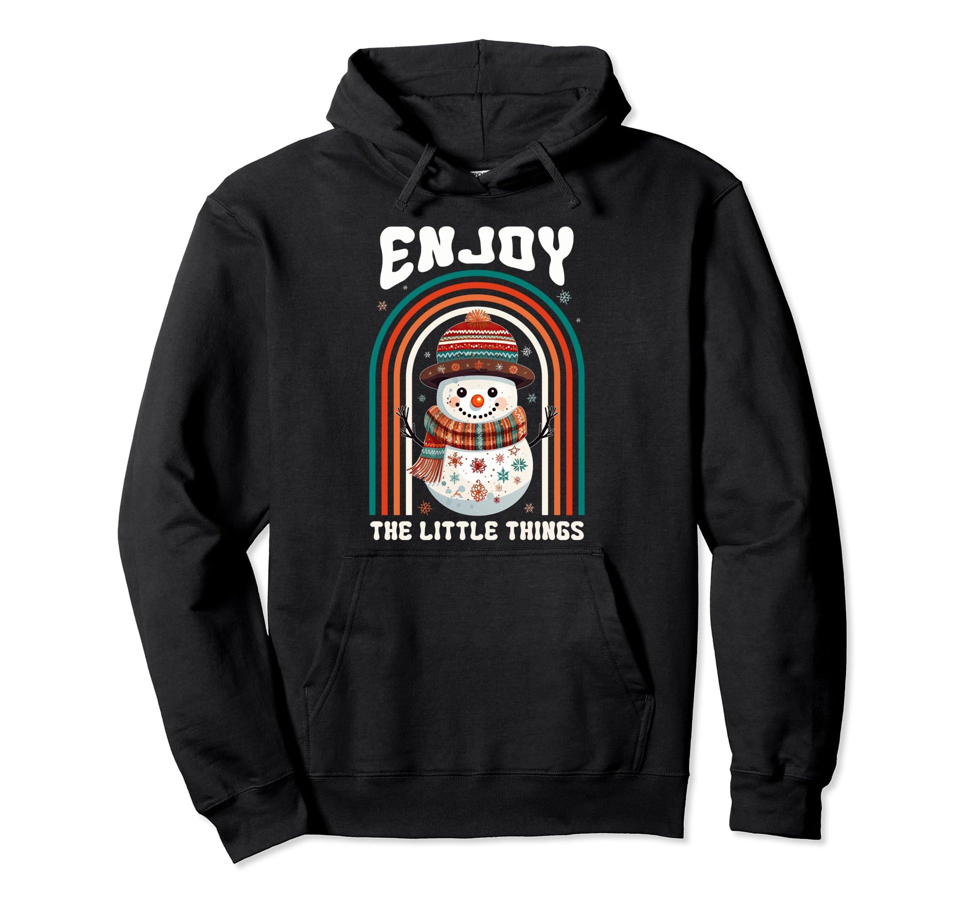 Hippie Snowman Boho Rainbow Groovy Hoodie - Casual Everyday Wear Men Women - T-Shirt, Sweatshirt, Hoodie