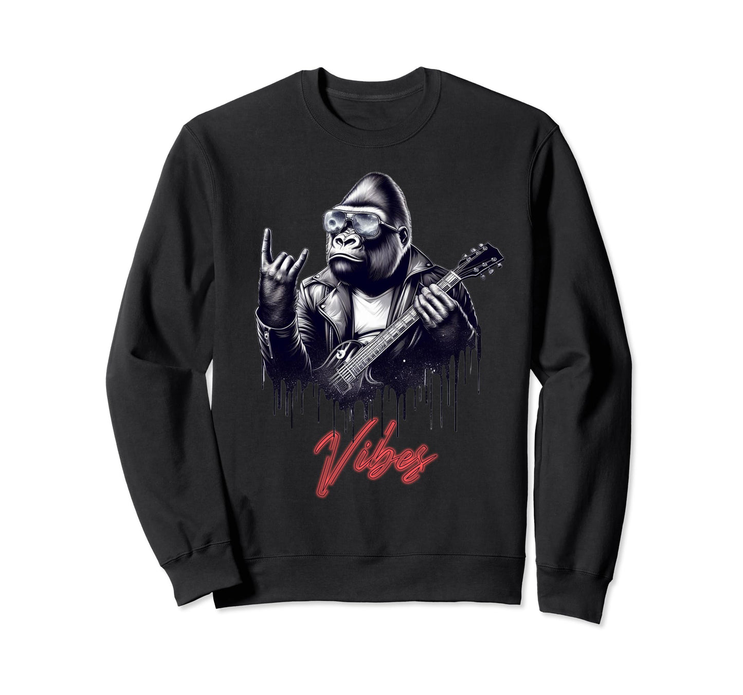 Rock Good Vibes Gorilla Sweatshirt - Graphic Print Men Women - T-Shirt, Sweatshirt, Hoodie
