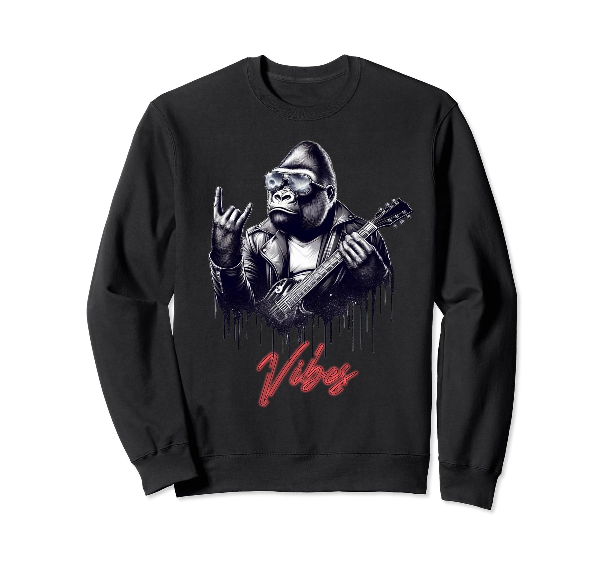 Rock Good Vibes Gorilla Sweatshirt - Graphic Print Men Women - T-Shirt, Sweatshirt, Hoodie