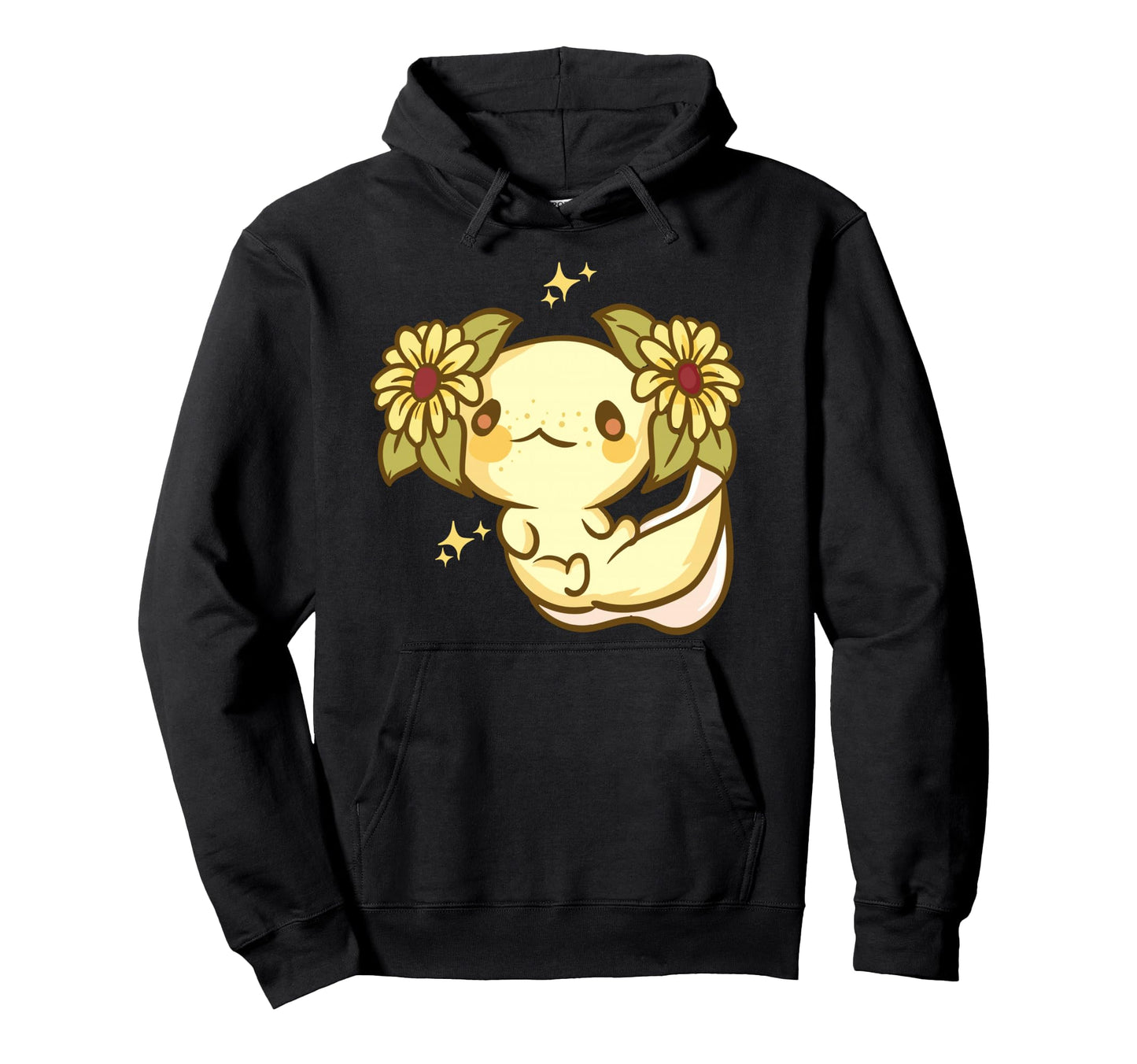 Kawaii Anime Sunflower Axolotl Hoodie - Trendy Graphic for Adults - T-Shirt, Sweatshirt, Hoodie