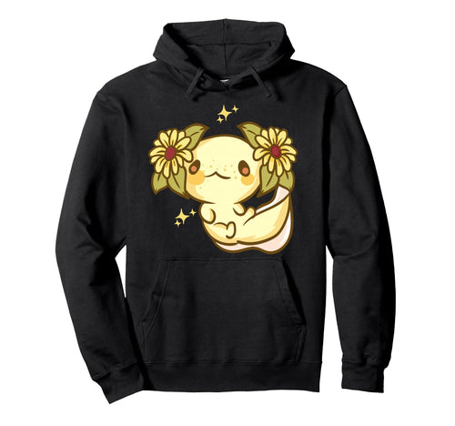 Kawaii Anime Sunflower Axolotl Hoodie - Trendy Graphic for Adults - T-Shirt, Sweatshirt, Hoodie