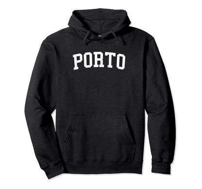 Porto Portugal Distressed White Varsity Hoodie - Minimalist Print Unisex - T-Shirt, Sweatshirt, Hoodie