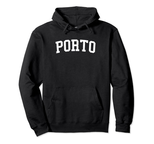 Porto Portugal Distressed White Varsity Hoodie - Minimalist Print Unisex - T-Shirt, Sweatshirt, Hoodie