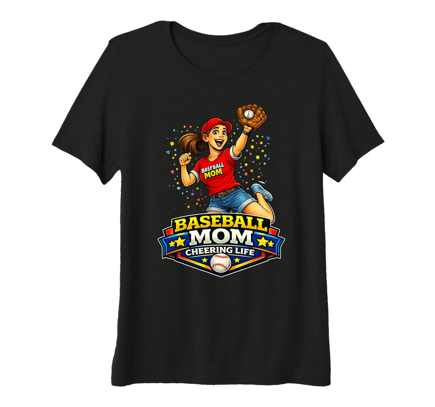 Womens Baseball Mom Funny Excited Game T-Shirt - Unique Graphic for Adults - T-Shirt, Sweatshirt, Hoodie