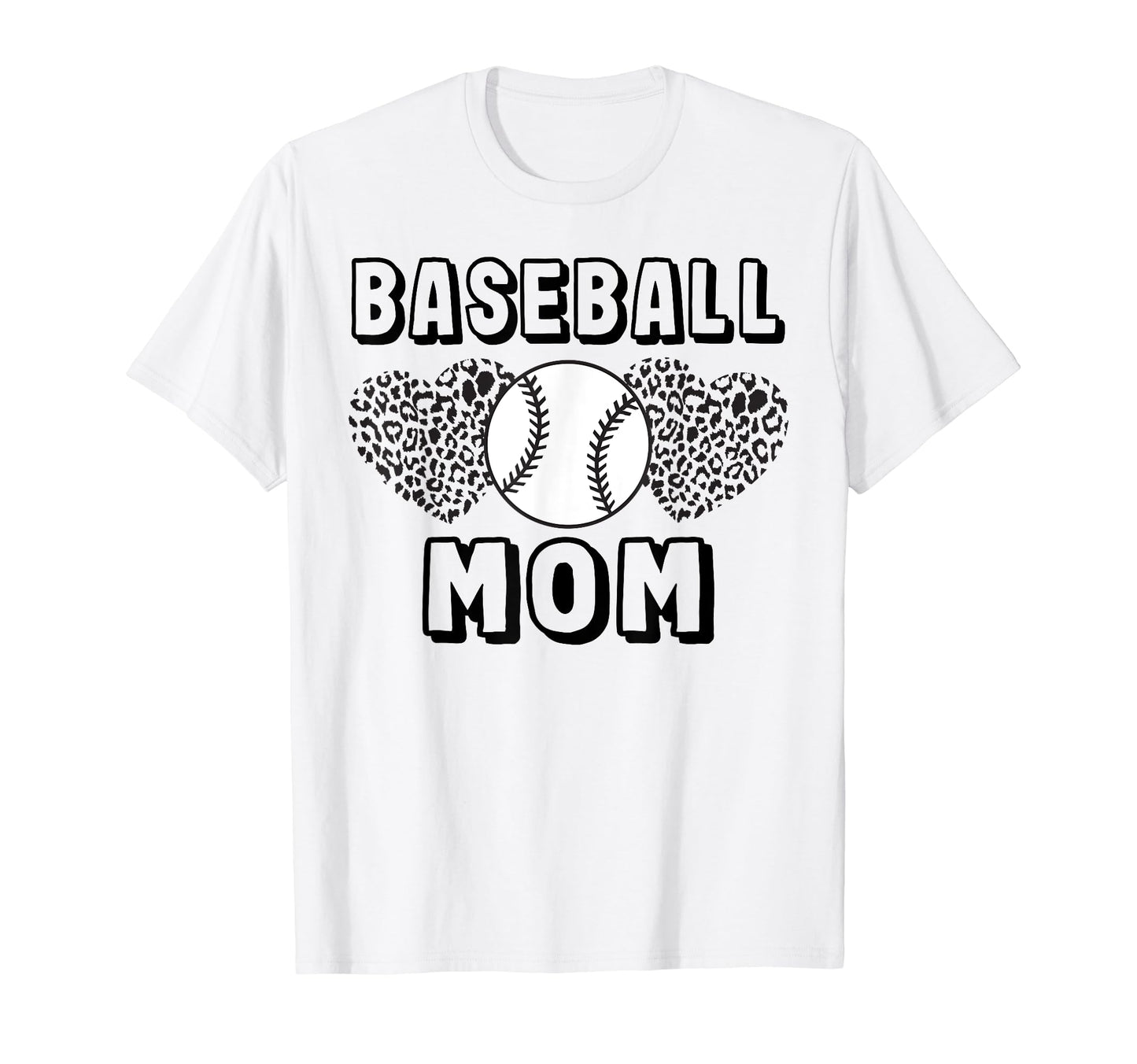 Baseball Mom Leopard Heart Game T-Shirt - Casual Everyday Wear Men Women - T-Shirt, Sweatshirt, Hoodie