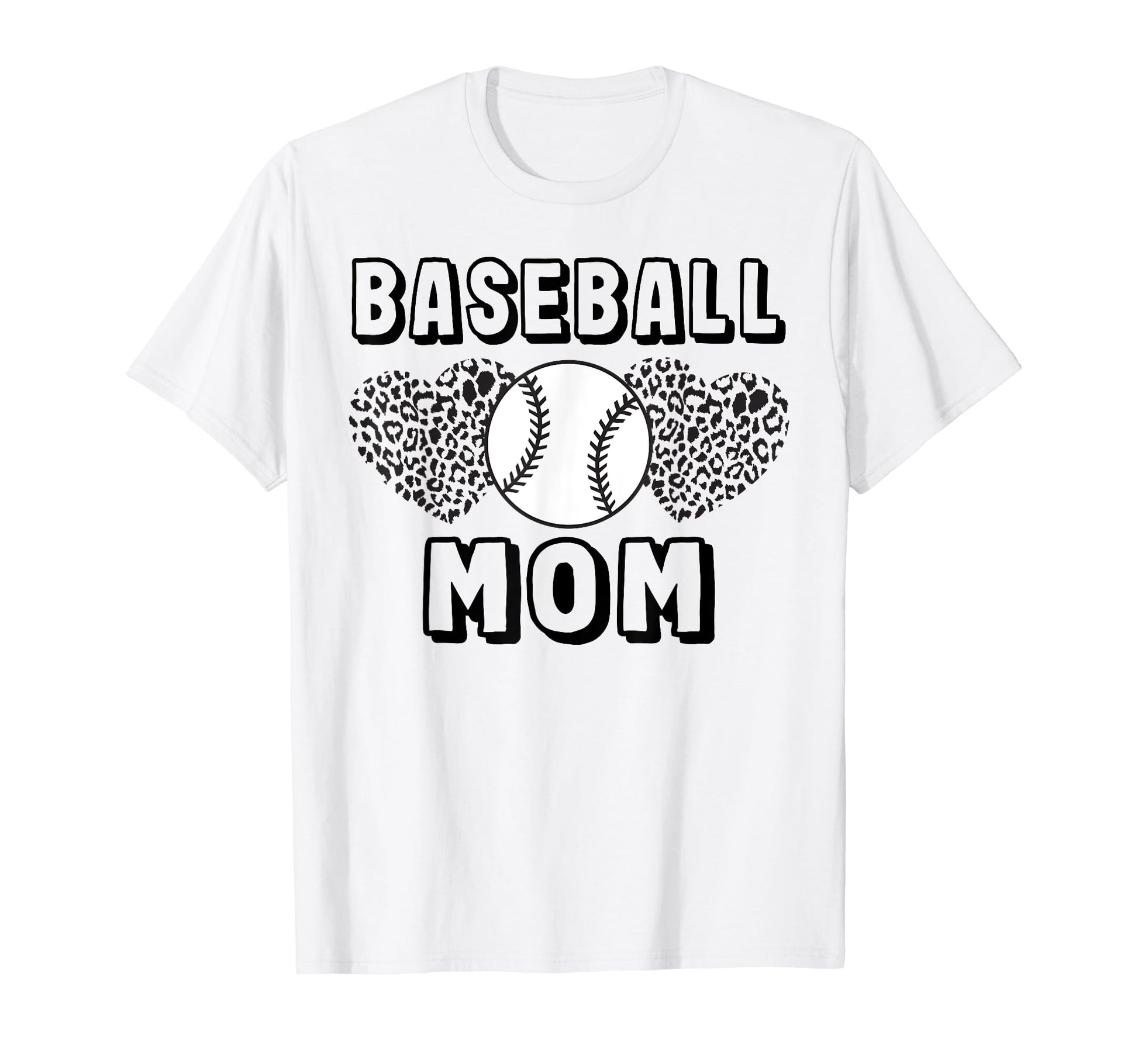 Baseball Mom Leopard Heart Game T-Shirt - Casual Everyday Wear Men Women - T-Shirt, Sweatshirt, Hoodie