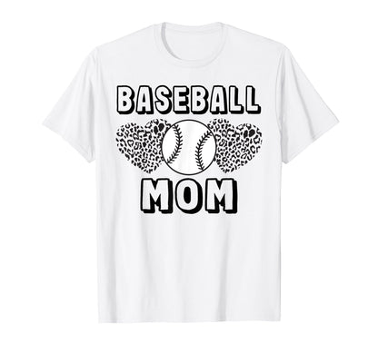 Baseball Mom Leopard Heart Game T-Shirt - Casual Everyday Wear Men Women - T-Shirt, Sweatshirt, Hoodie