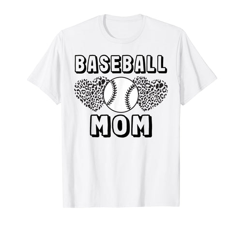 Baseball Mom Leopard Heart Game T-Shirt - Casual Everyday Wear Men Women - T-Shirt, Sweatshirt, Hoodie
