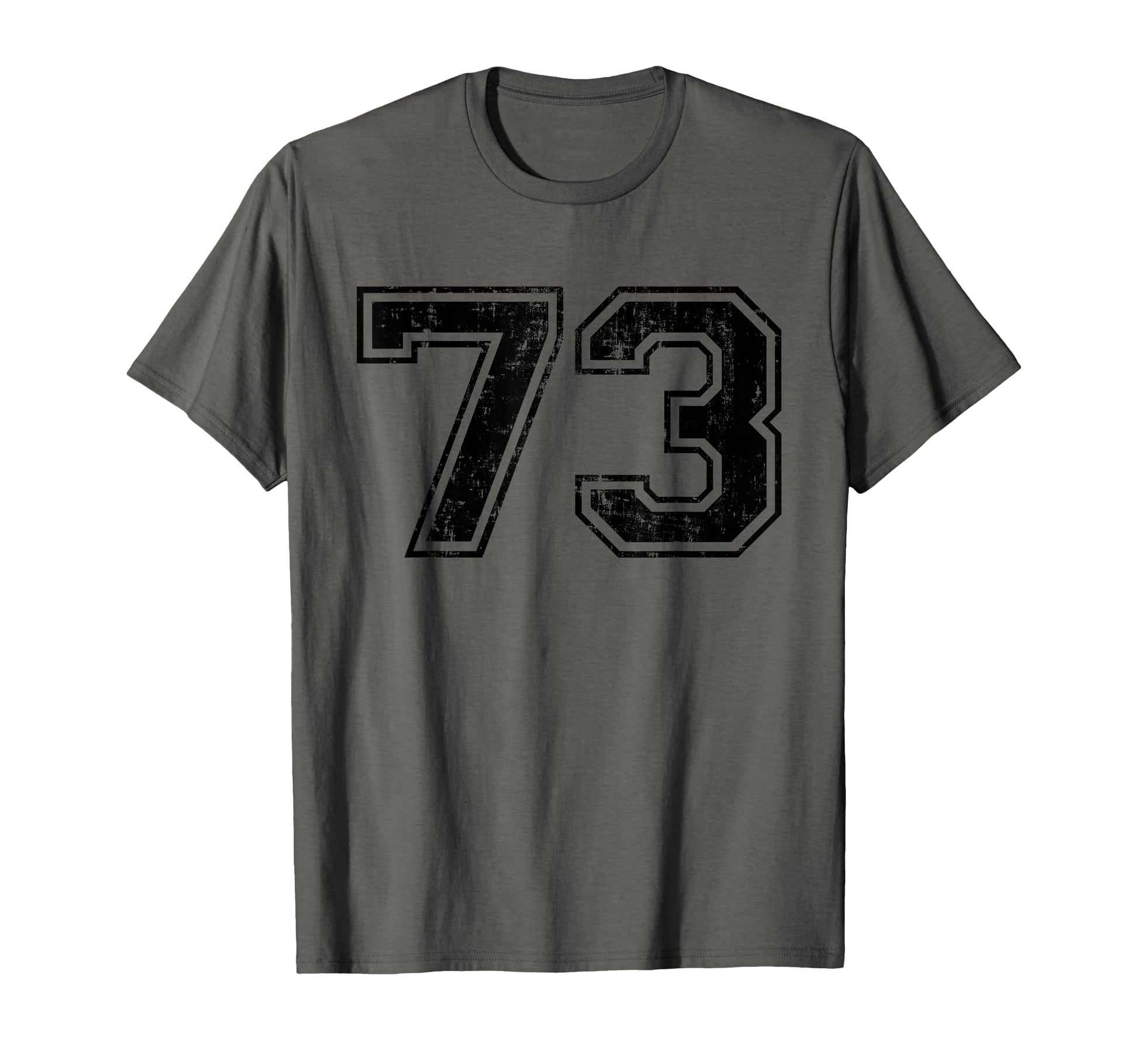 Number 73 Varsity Distressed Sport T-Shirt - Minimalist Print for Adults - T-Shirt, Sweatshirt, Hoodie