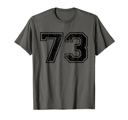 Number 73 Varsity Distressed Sport T-Shirt - Minimalist Print for Adults - T-Shirt, Sweatshirt, Hoodie