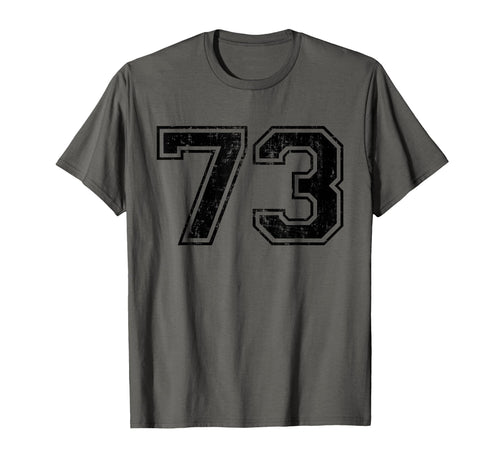 Number 73 Varsity Distressed Sport T-Shirt - Minimalist Print for Adults - T-Shirt, Sweatshirt, Hoodie