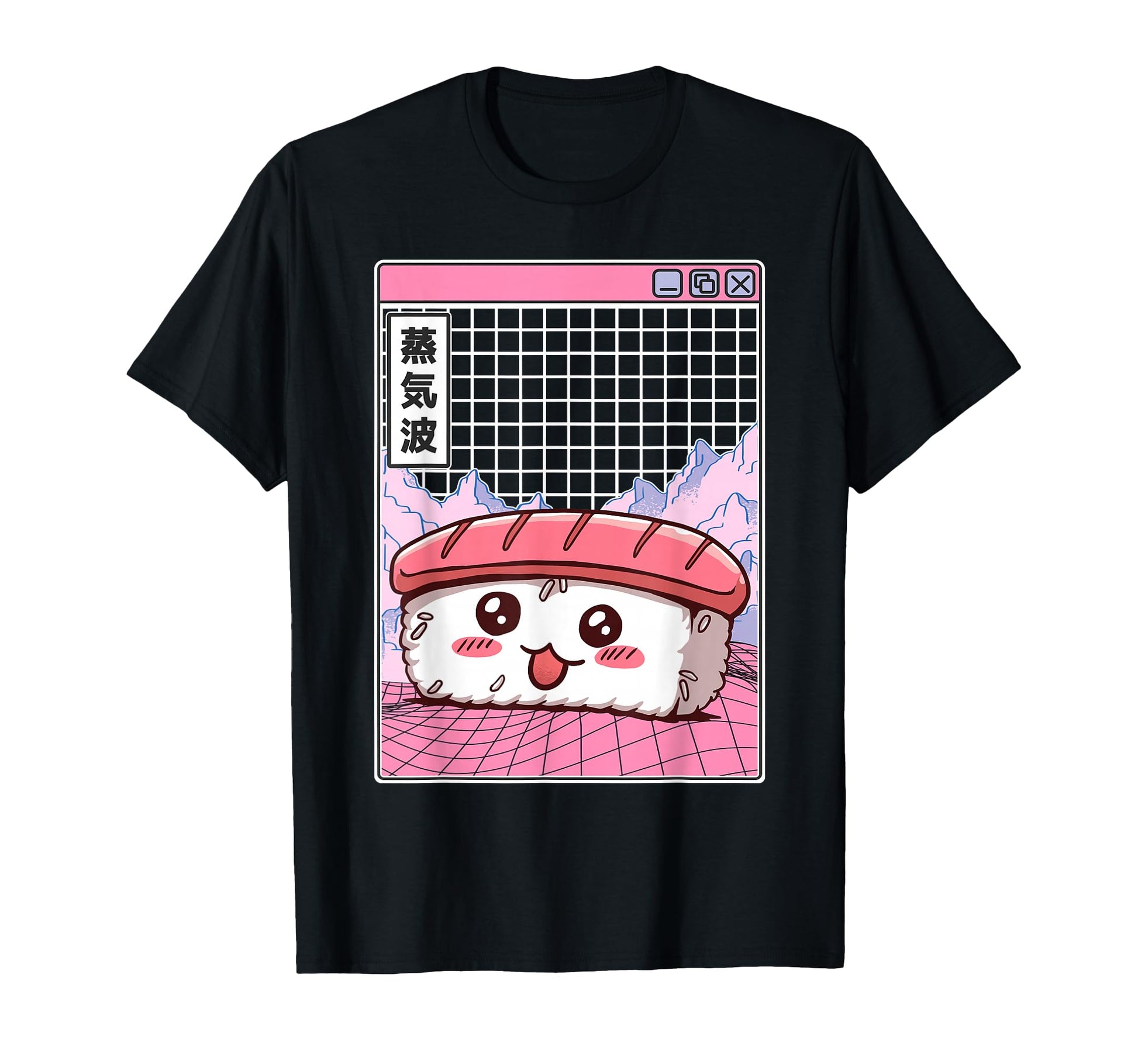 Sushi Kawaii Grid Vaporwave Aesthetic Anime T-Shirt - Unique Graphic Unisex - T-Shirt, Sweatshirt, Hoodie