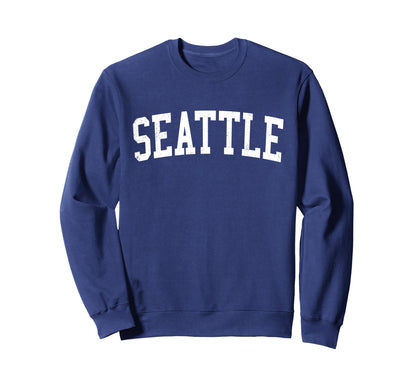 Seattle Wa Distressed White Varsity Sweatshirt - Graphic Print for Adults - T-Shirt, Sweatshirt, Hoodie