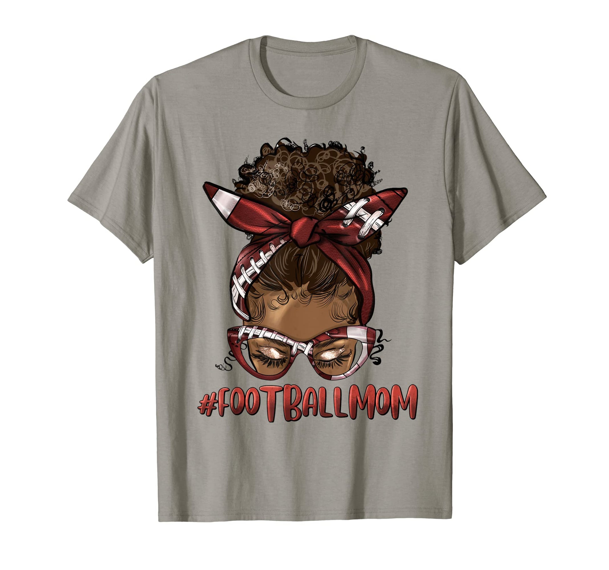 Football Mom Messy Bun Afro Black Game T-Shirt - Custom Art Print Unisex - T-Shirt, Sweatshirt, Hoodie