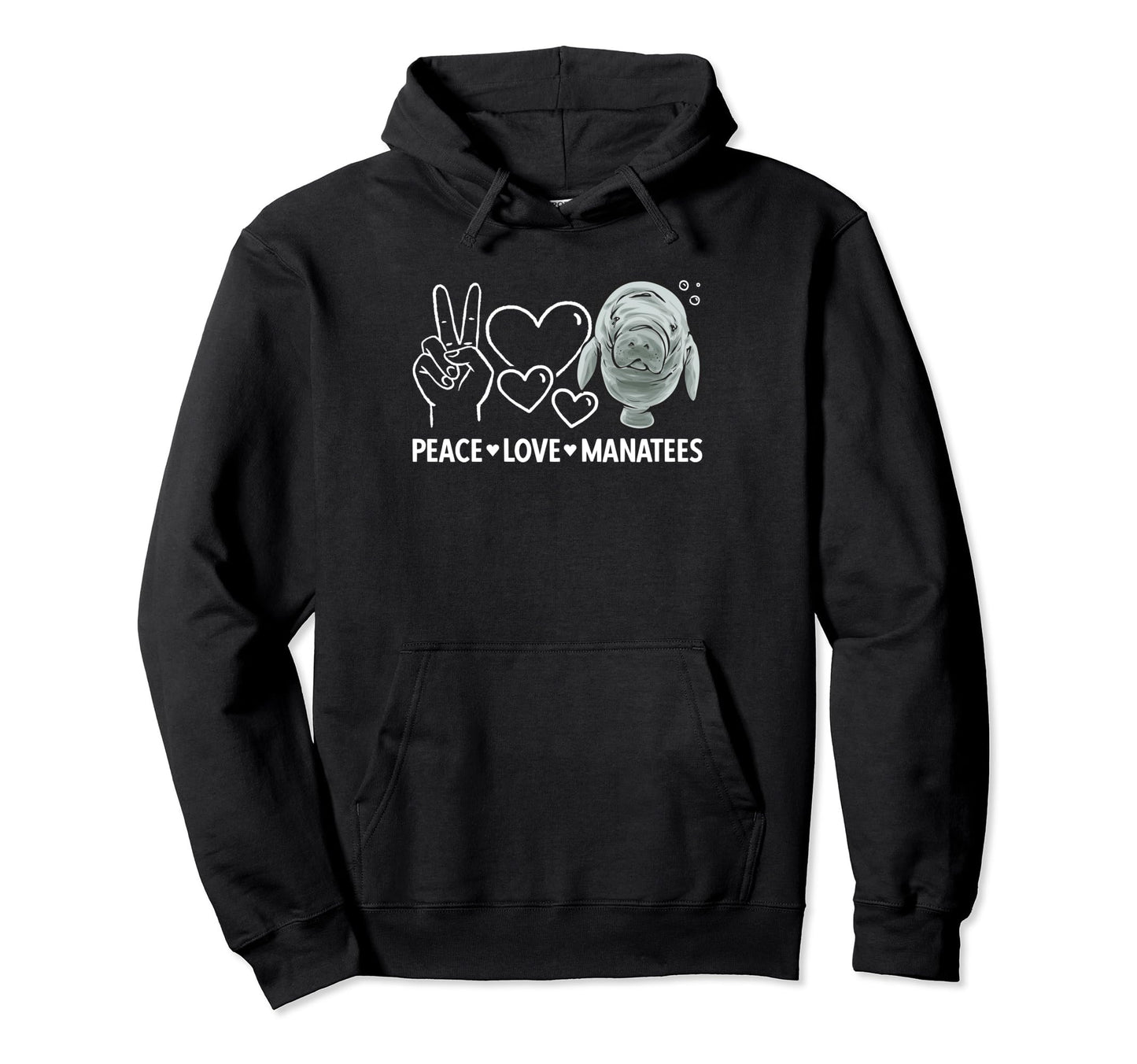 Manatee Sea Animal Peace Love Hoodie - Aesthetic Graphic for Adults - T-Shirt, Sweatshirt, Hoodie
