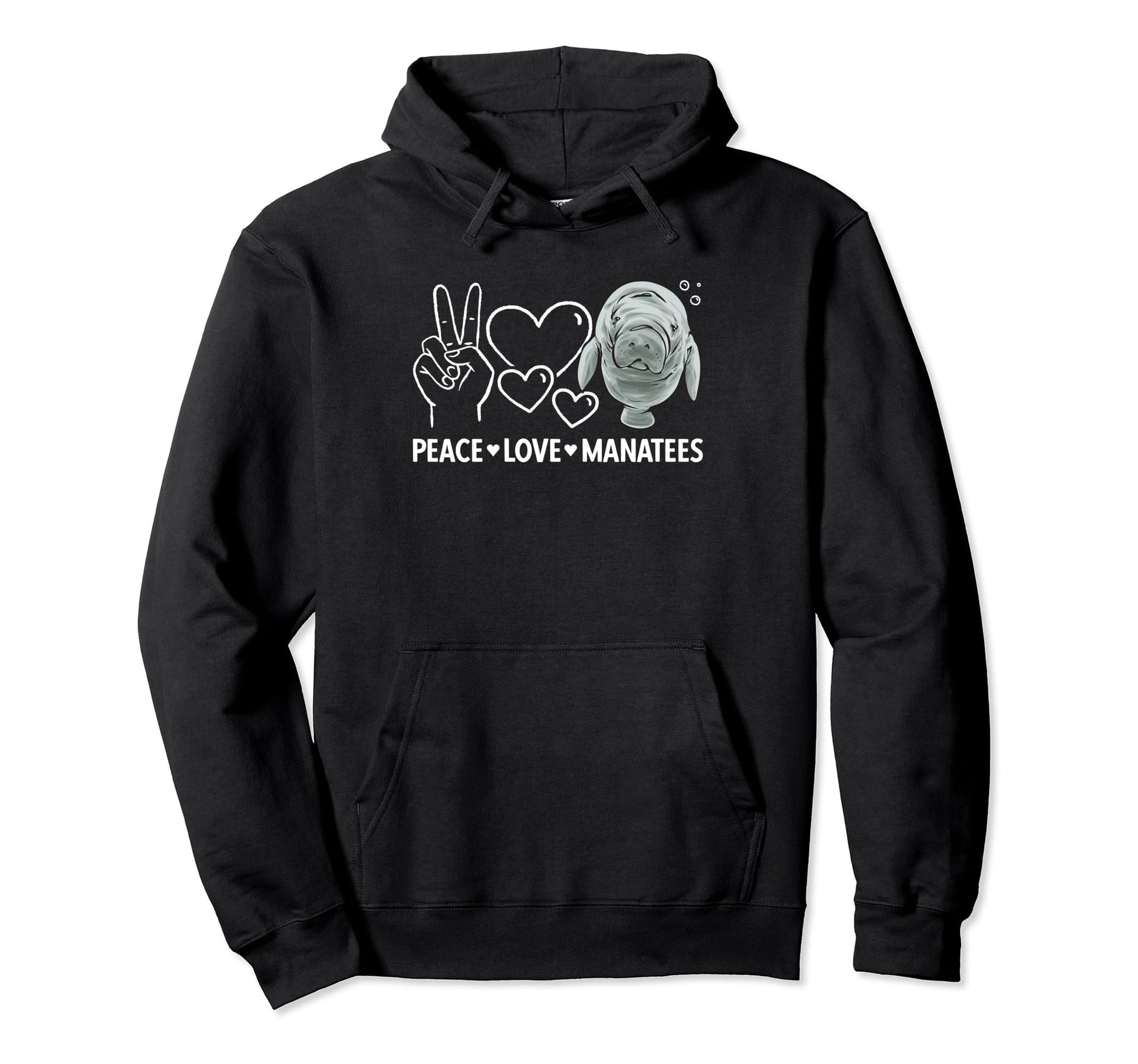 Manatee Sea Animal Peace Love Hoodie - Aesthetic Graphic for Adults - T-Shirt, Sweatshirt, Hoodie