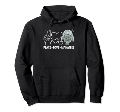 Manatee Sea Animal Peace Love Hoodie - Aesthetic Graphic for Adults - T-Shirt, Sweatshirt, Hoodie