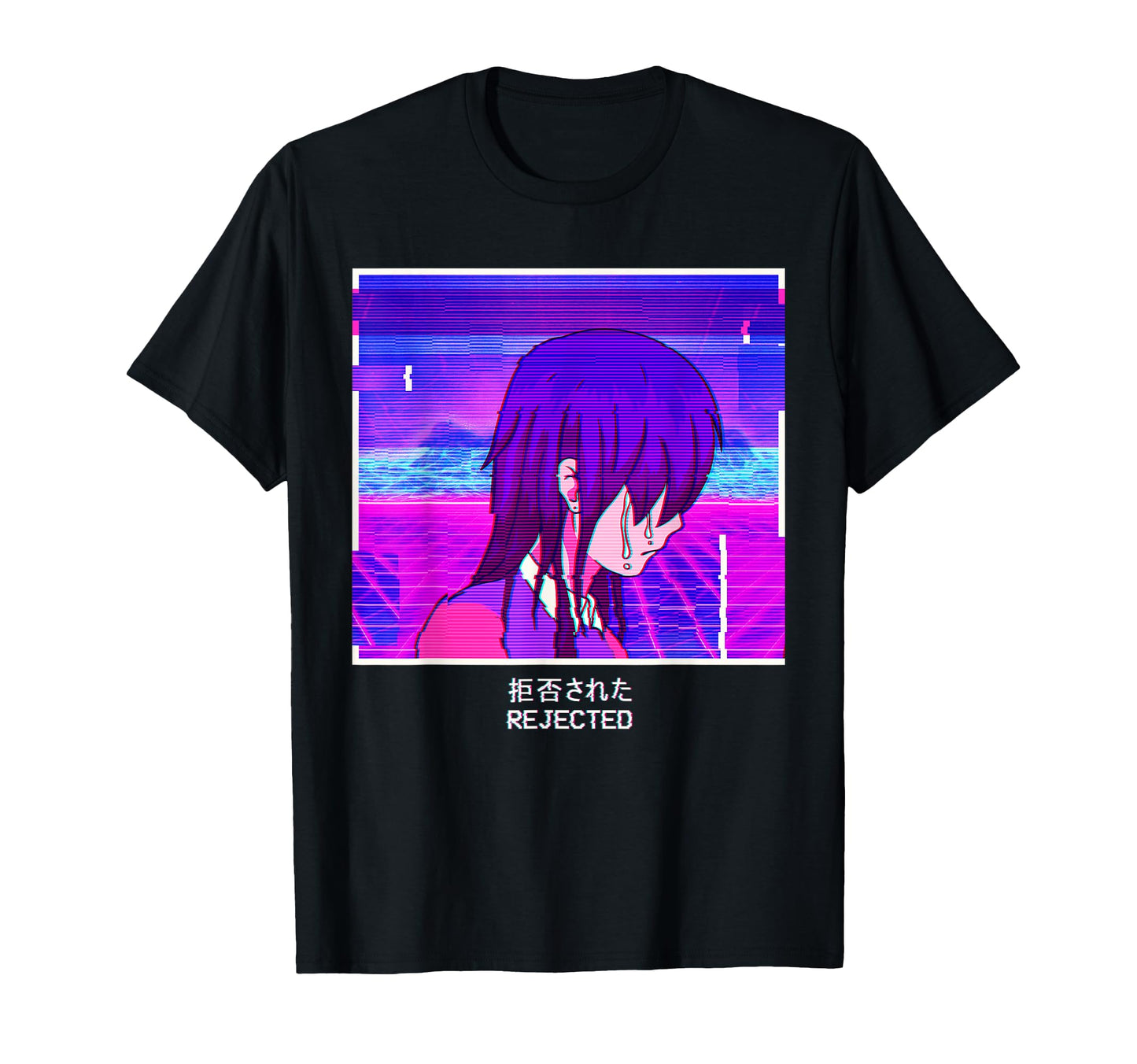 Sad Anime Emo Japanese Vaporwave Aesthetic T-Shirt - Unique Graphic Unisex - T-Shirt, Sweatshirt, Hoodie