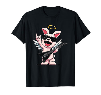 Angel Bunny Rock Music Cartoon T-Shirt - Aesthetic Graphic Unisex - T-Shirt, Sweatshirt, Hoodie