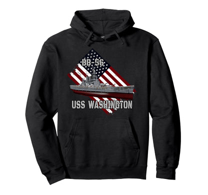 Battleship Uss Washington Bb 56 Combat Hoodie - Novelty Apparel Men Women - T-Shirt, Sweatshirt, Hoodie
