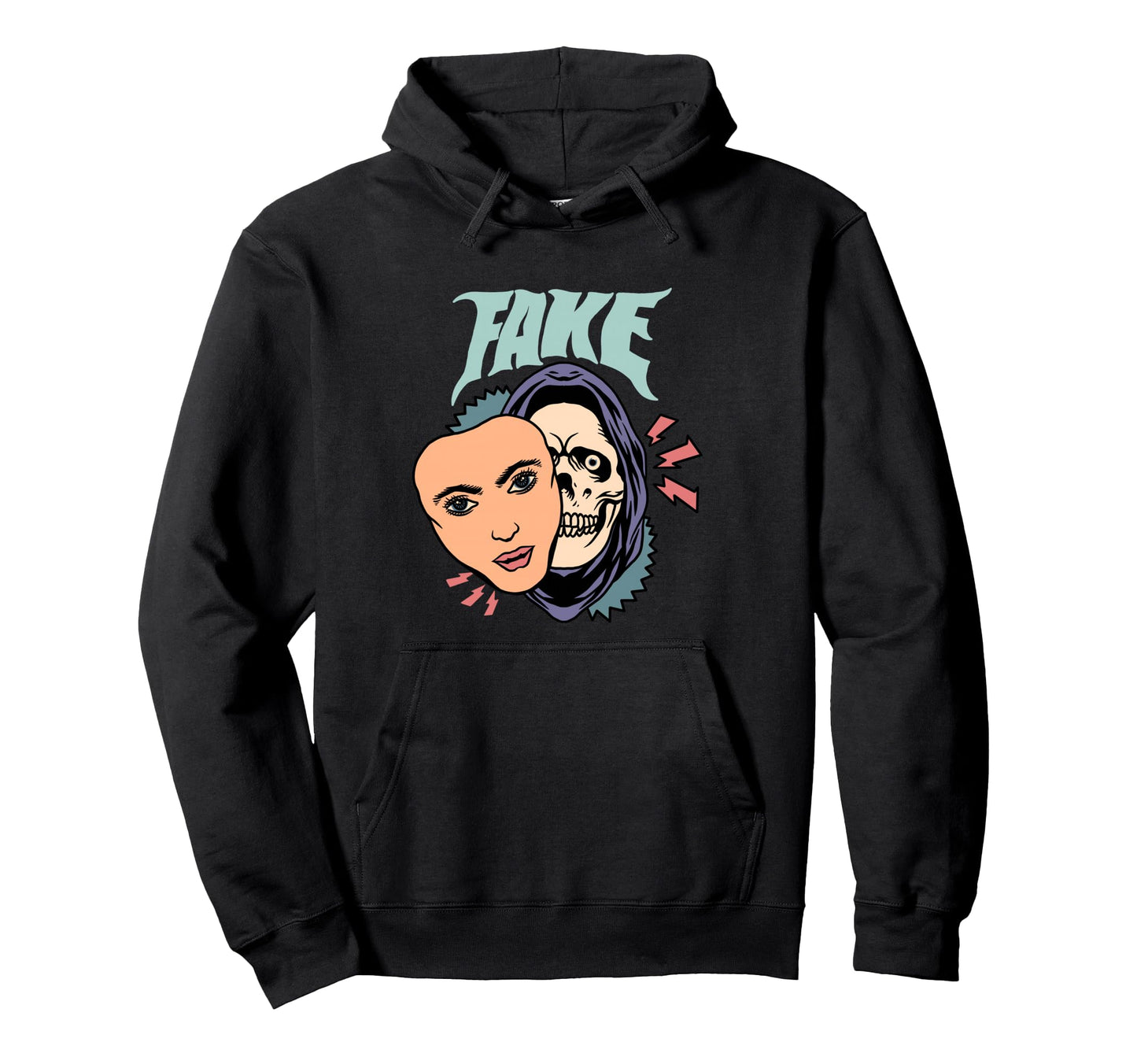 Fake Dead Face Aesthetic Edgy Hoodie - Aesthetic Graphic Men Women - T-Shirt, Sweatshirt, Hoodie