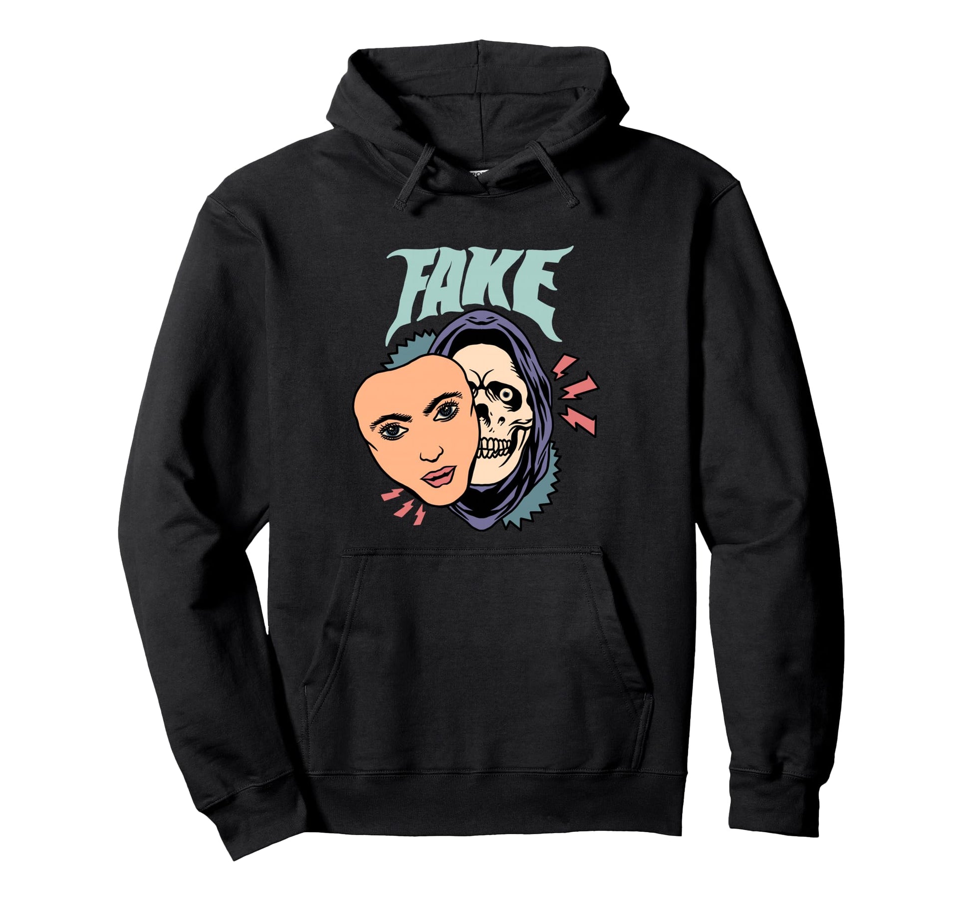 Fake Dead Face Aesthetic Edgy Hoodie - Aesthetic Graphic Men Women - T-Shirt, Sweatshirt, Hoodie