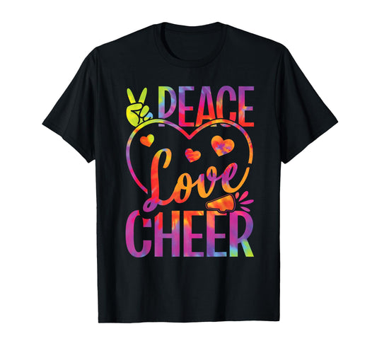 Peace Love Cheer Tie Dye Cheerleader T-Shirt - Graphic Print for Adults - T-Shirt, Sweatshirt, Hoodie