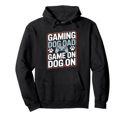 Gaming Dog Dad Game Dog Gamer Controller Hoodie - Graphic Print Men Women - T-Shirt, Sweatshirt, Hoodie