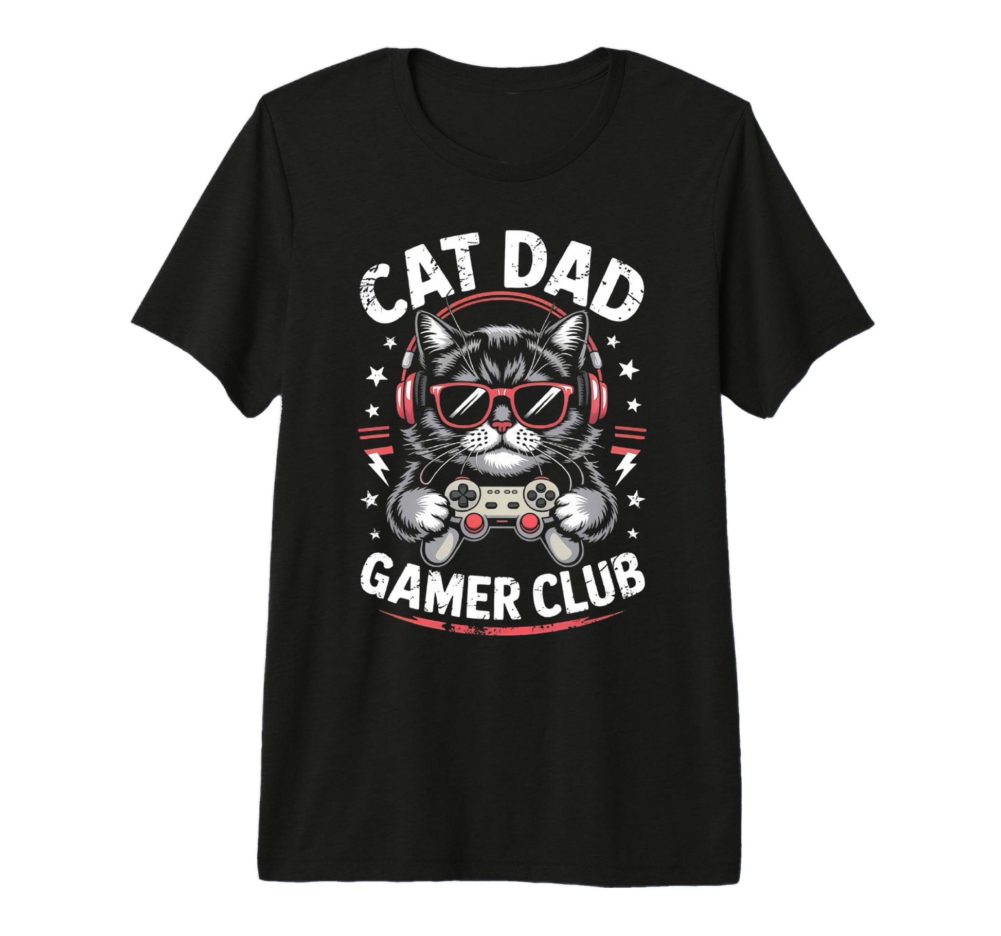 Funny Cat Dad Gamer Club Him T-Shirt - Casual Everyday Wear for Adults - T-Shirt, Sweatshirt, Hoodie