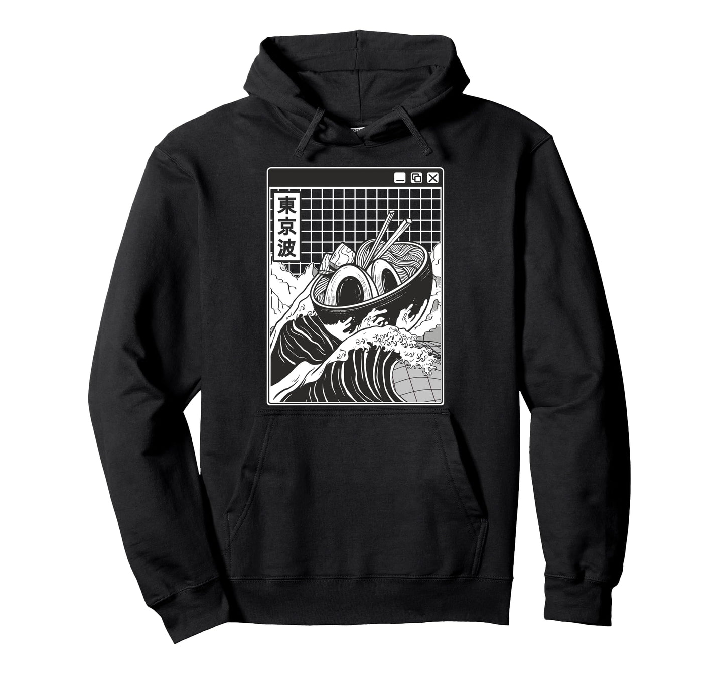 Ramen Bowl Surfing Kanagawa Wave Japan Hoodie - Graphic Print for Adults - T-Shirt, Sweatshirt, Hoodie