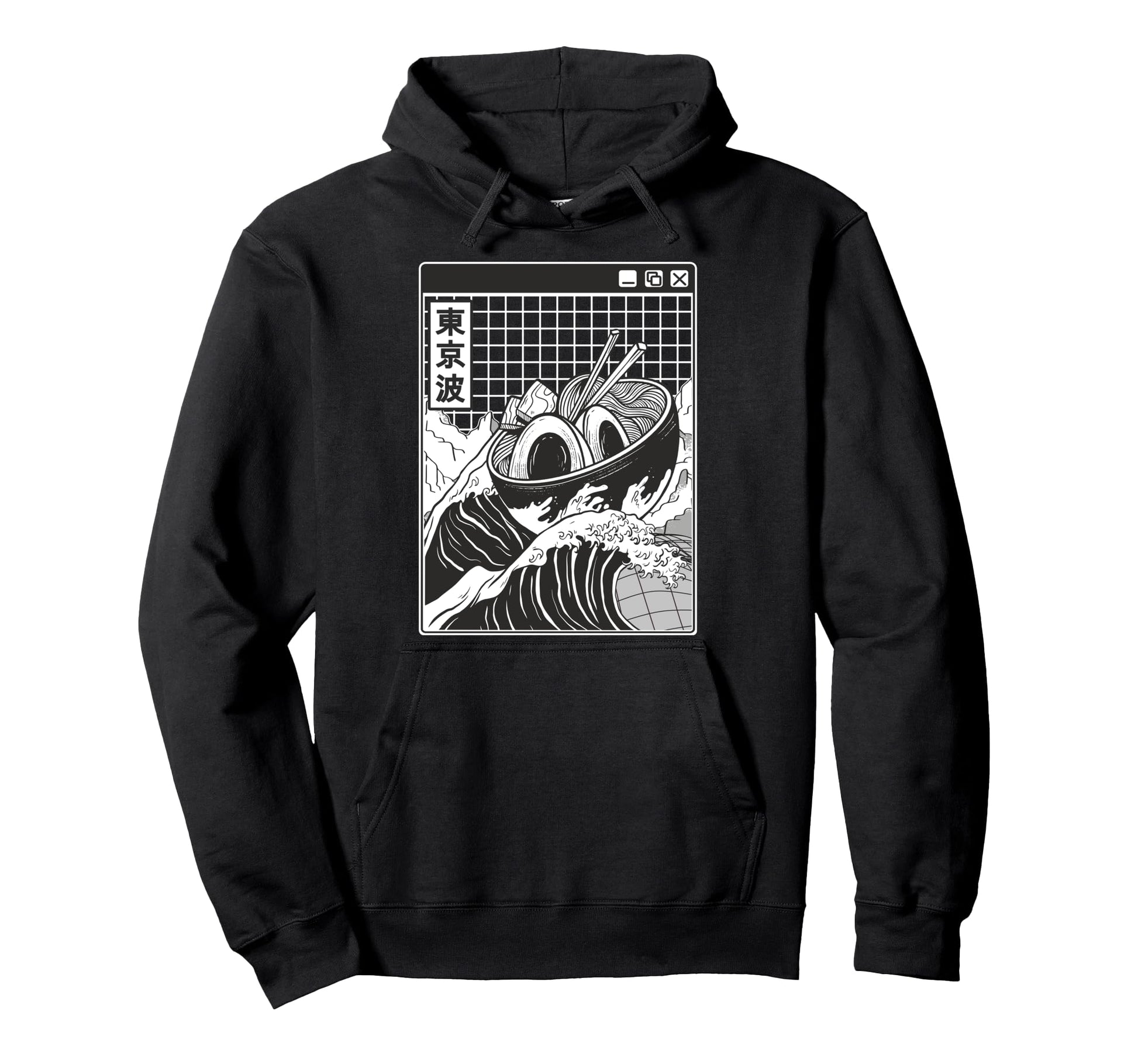 Ramen Bowl Surfing Kanagawa Wave Japan Hoodie - Graphic Print for Adults - T-Shirt, Sweatshirt, Hoodie