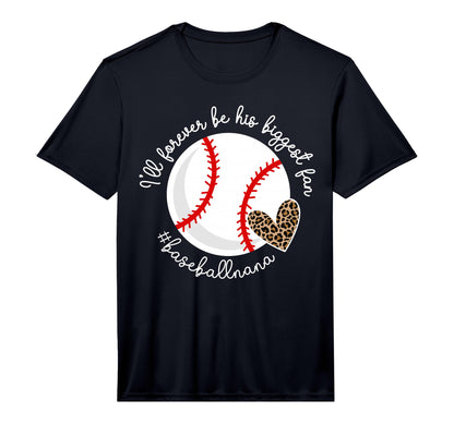 Mens His Biggest Fan Baseball Nana T-Shirt - Custom Art Print for Adults - T-Shirt, Sweatshirt, Hoodie