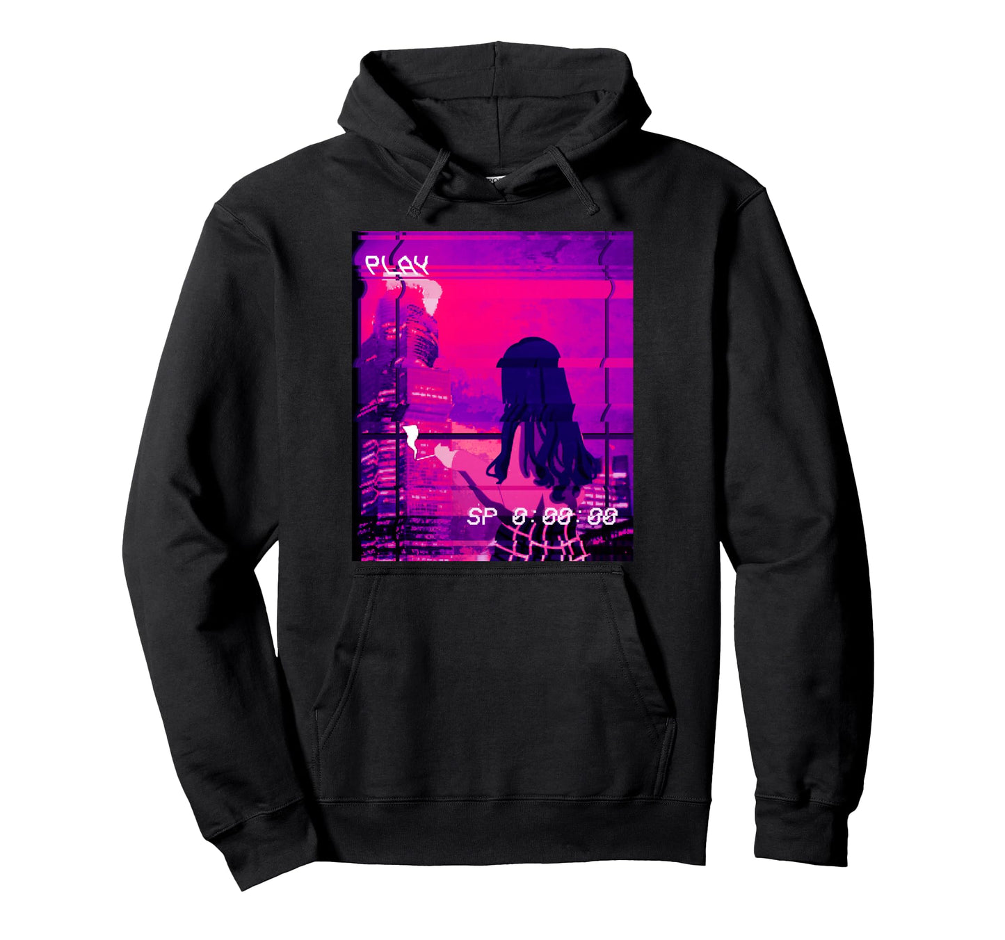 Aesthetic Vaporwave Anime Sad Smoking Hoodie - Graphic Print for Adults - T-Shirt, Sweatshirt, Hoodie