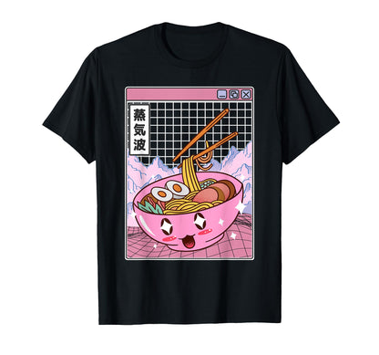 Ramen Noodles Bowl Kawaii Grid T-Shirt - Fun Novelty Design Men Women - T-Shirt, Sweatshirt, Hoodie