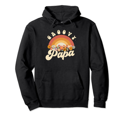 Groovy Papa Rainbow Colorful Flowers Hoodie - Trendy Graphic Men Women - T-Shirt, Sweatshirt, Hoodie