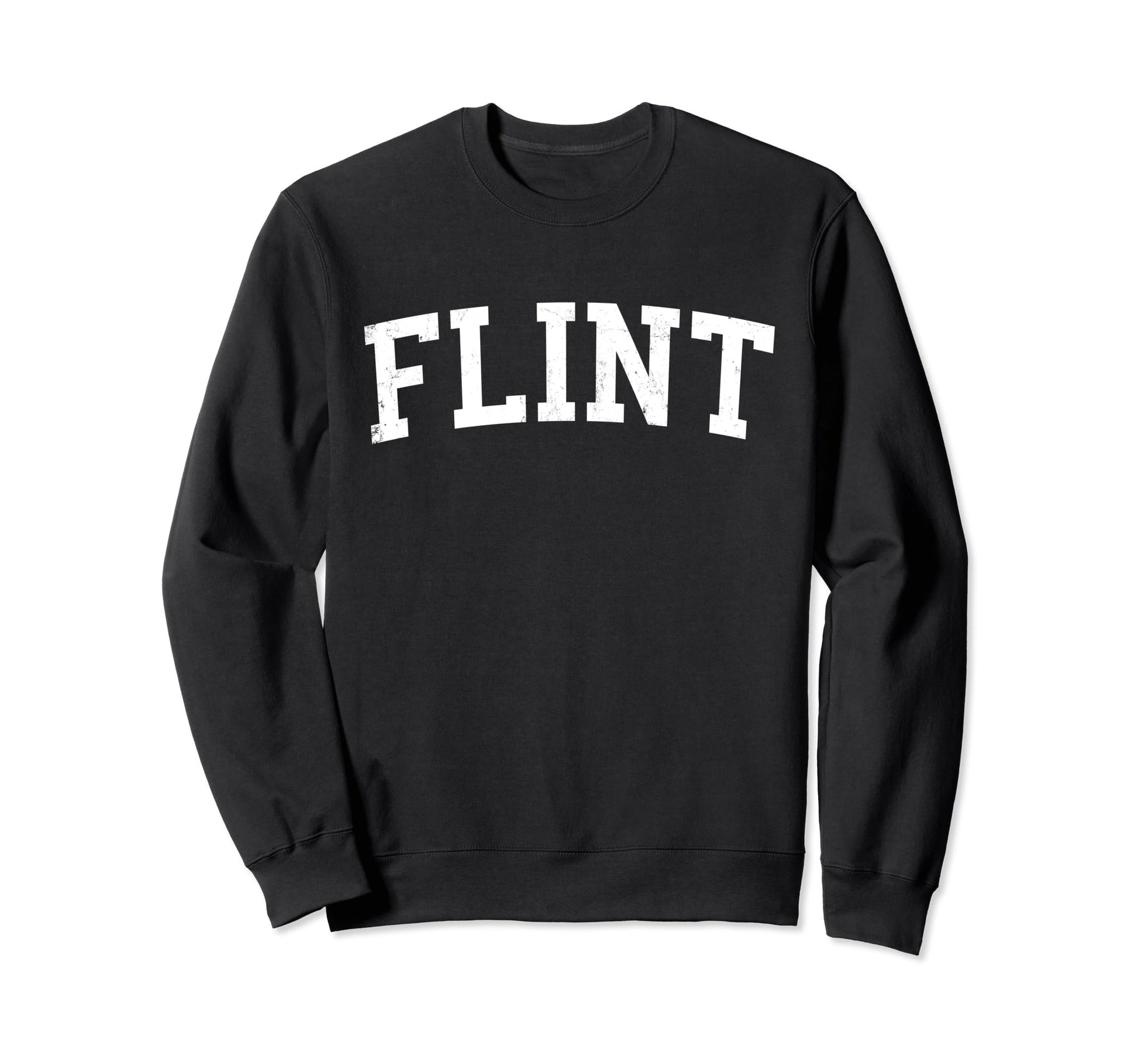 Flint Mi Distressed White Varsity Sweatshirt - Aesthetic Graphic Men Women - T-Shirt, Sweatshirt, Hoodie
