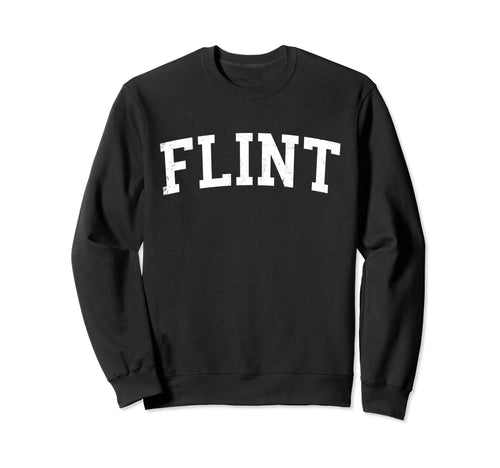 Flint Mi Distressed White Varsity Sweatshirt - Aesthetic Graphic Men Women - T-Shirt, Sweatshirt, Hoodie
