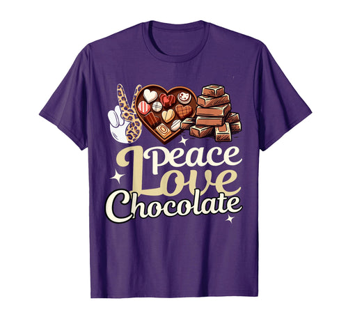 Peace Love Chocolate Funny Chocolate T-Shirt - Minimalist Print Unisex - T-Shirt, Sweatshirt, Hoodie