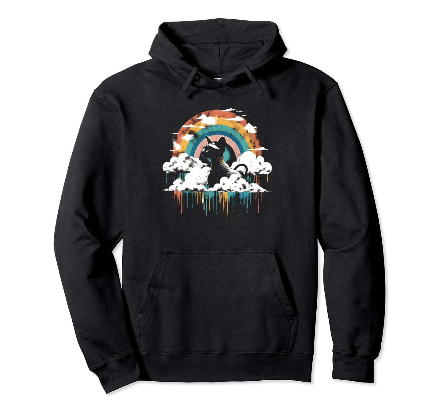 Sphynx Cat Rainbow Colorful Canadian Hoodie - Aesthetic Graphic for Adults - T-Shirt, Sweatshirt, Hoodie