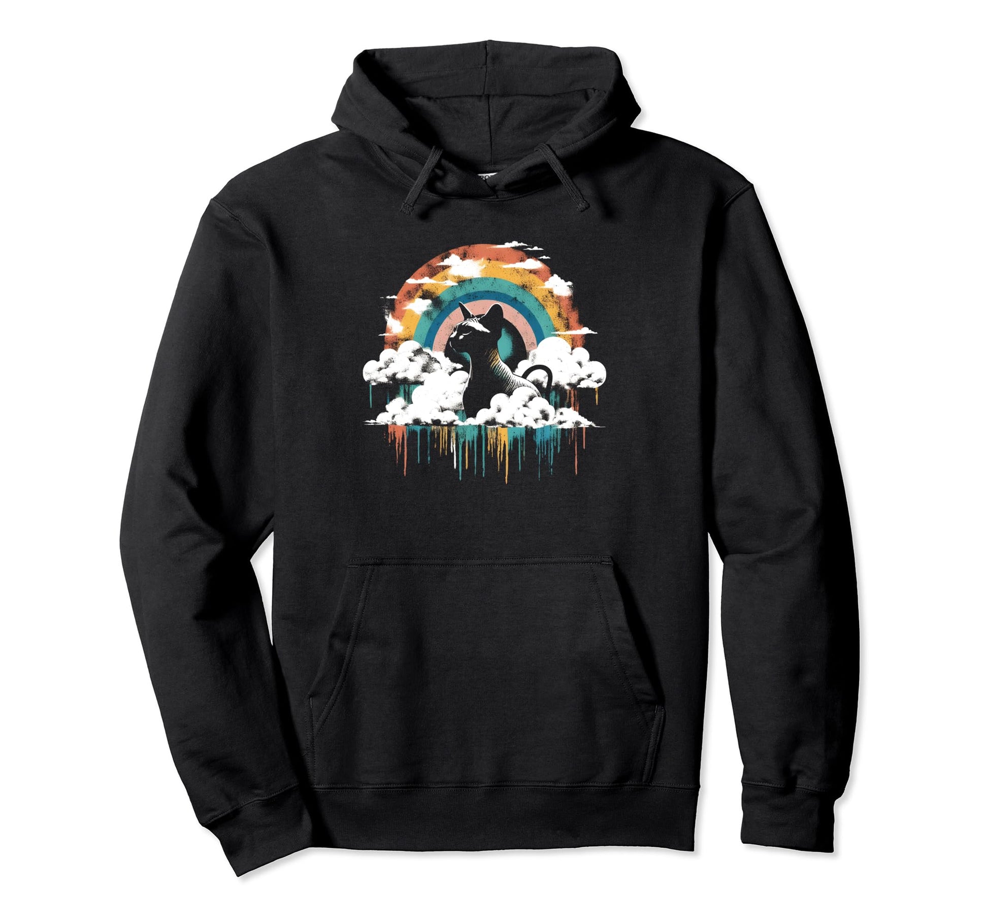 Sphynx Cat Rainbow Colorful Canadian Hoodie - Aesthetic Graphic for Adults - T-Shirt, Sweatshirt, Hoodie