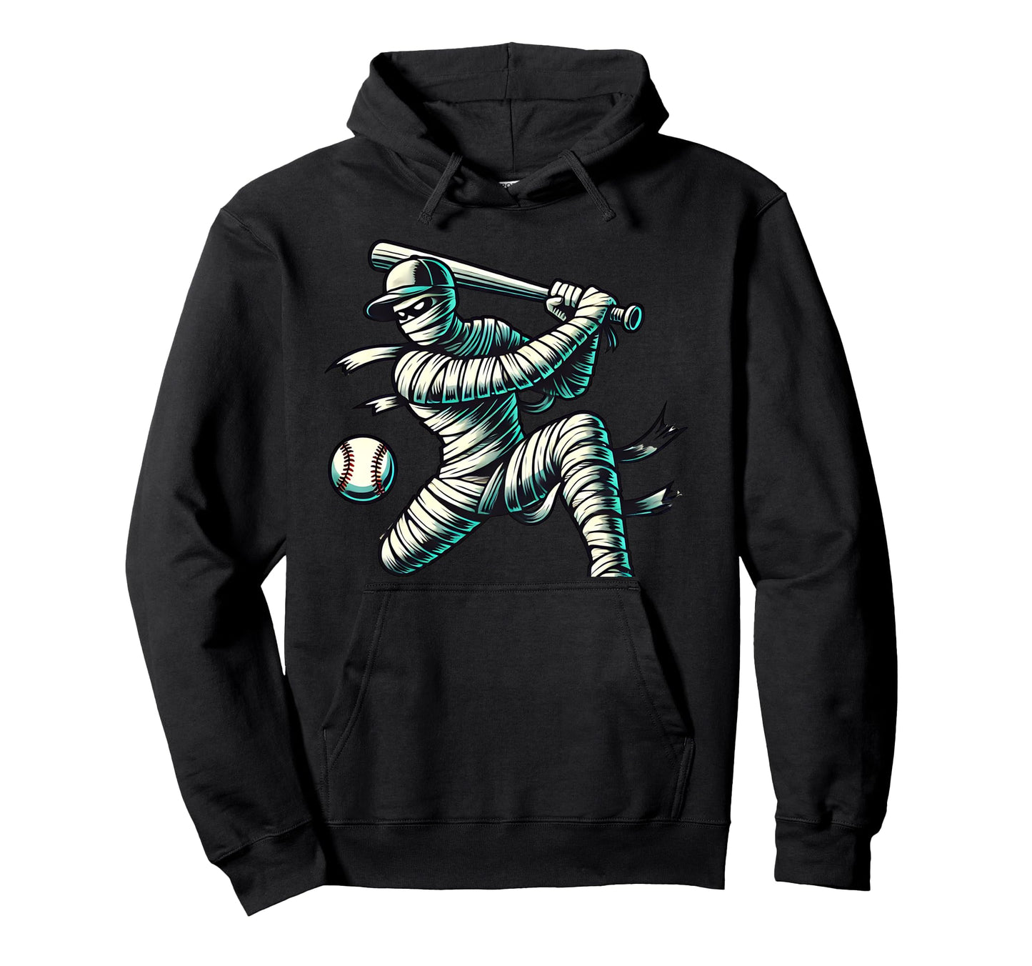Baseball Mummy Funny Halloween Sport Cousin Hoodie - Trendy Graphic Unisex - T-Shirt, Sweatshirt, Hoodie