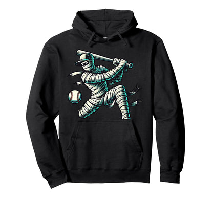 Baseball Mummy Funny Halloween Sport Cousin Hoodie - Trendy Graphic Unisex - T-Shirt, Sweatshirt, Hoodie